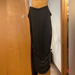 Black straps rouched midi dress